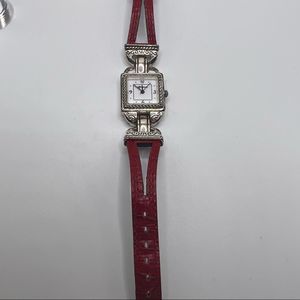 Brighton Valencia Watch With Red Leather Strap